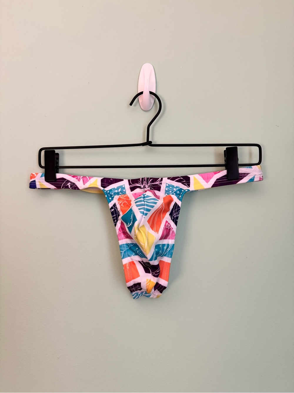 Men's BANG! Miami Swim Thong in Mosaic Geometric - Size Medium (31-32)